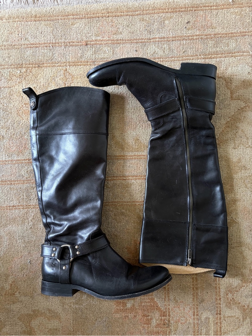 Frye black tall flat boots